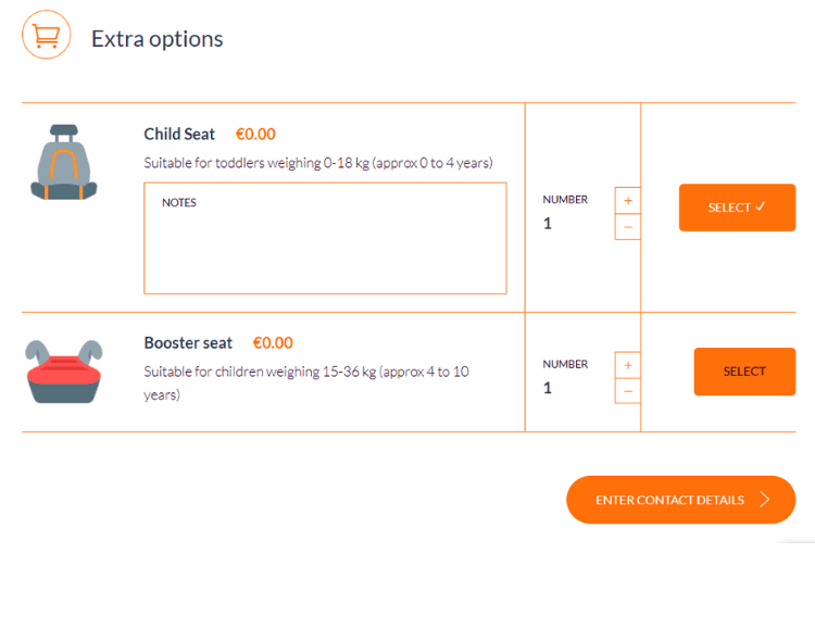 Need Child or Booster Seat? Add here